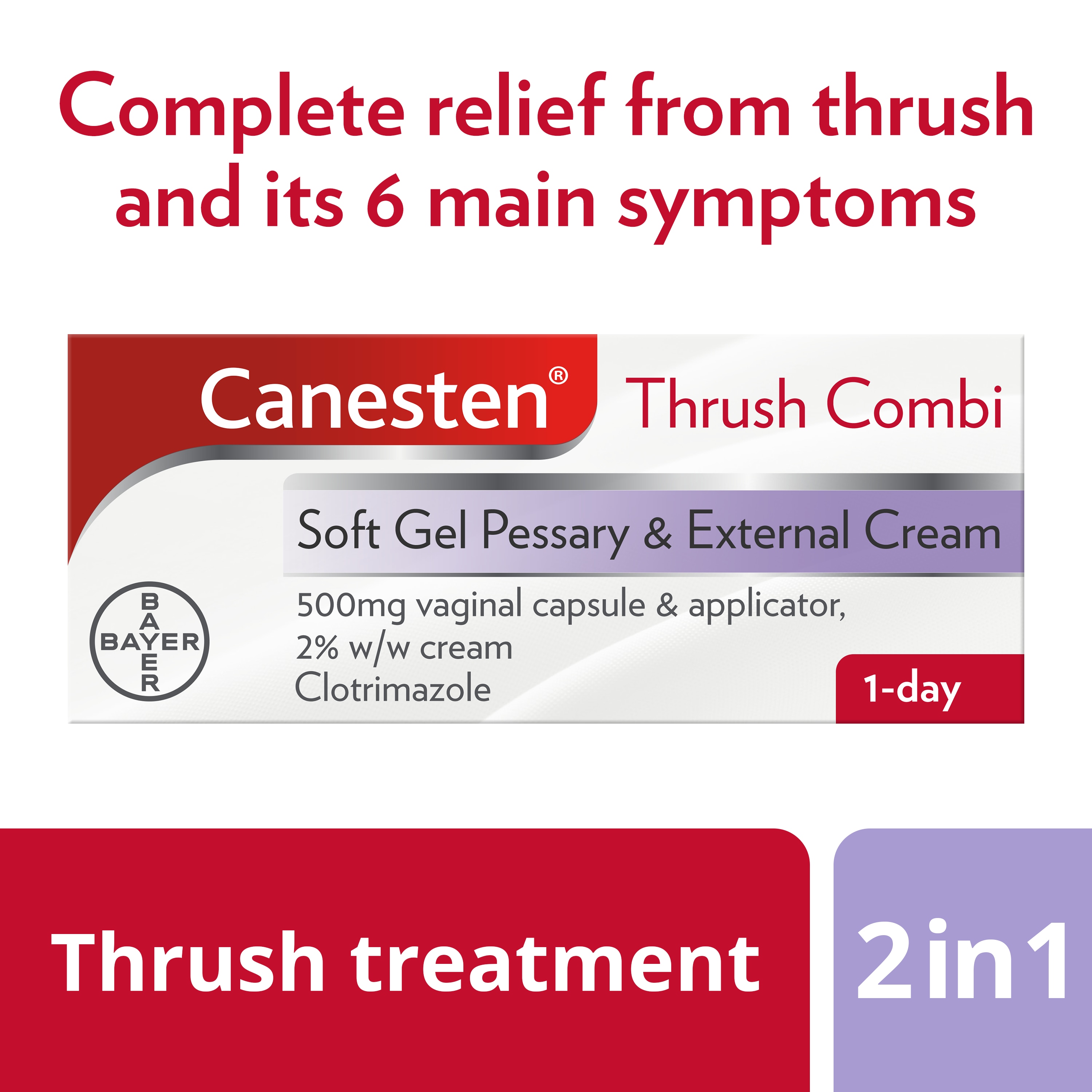 Canesten Thrush Combi Soft Gel Pessary External Cream Canesten products